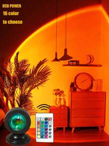 1pc Usb Power Led Sunset Projection Light,Sunset Atmosphere Lamp, Led Night Light Projector For Photography/Selfie Party Decor,Home Decor,Living Room Decor, Bedroom Decor,Camping Decor,Wedding Decor, Gifts For Women,Girls,Friends,Family,Room Wall Decor Sunset Light