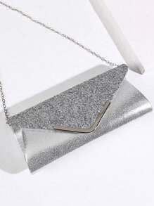 Conjunto com 3 Peças: 1 Peça Bolsa de Embreagem Elegante Versátil da Moda Feminina com Lantejoulas, 1 Peça Bolsa de Ombro com Corrente, 1 Peça Colar e Brincos com Decoração de Borla de Strass para Festa e Uso à Noite