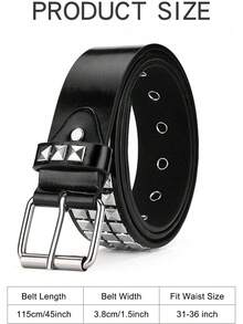 Studded Metal Punk Rock Belt With Bright Pyramid Rivets - Màu đen sang trọng - Xem 4