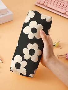 1 件彩色花卉印花灯芯绒铅笔盒、文具收纳袋、双面印花笔袋、便携式多功能办公用品铅笔收纳盒，是送给学生、朋友、宰牲节、节日、返校、学校用品、铅笔袋、书包的绝佳礼物