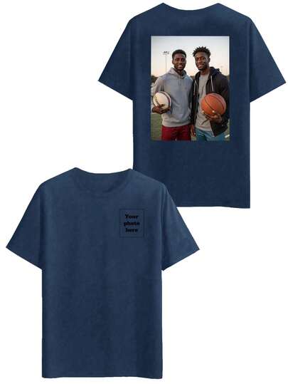 Customizable Photo Printed T-Shirt For Men, Personalized Custom Men's Graphic Tee, Custom Printed T-Shirt - Add Your Own Text And Images (Family Photo/Selfie/Pet Photo/Group Photo/Company Logo) To Design Your Own Unique Printed T-Shirt Ornamental,Dawg Stylish,Fashion,Hipster,Contracted,Easy Costume,Modest Fashion,Minimal Chic,Casual Custom,Unique,Personalized Ideal Gifts For Him Family,Boyfriend,Friends,Children