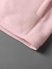 Thermal Lined Jacket For Women, Stand Collar Zipper Cardigan, Solid Color Plush Outerwear For Autumn/Winter,Fleece,Skiing