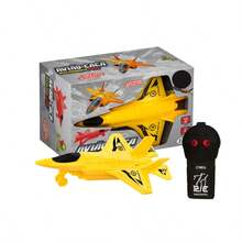 Avião de Brinquedo Estilo Caça com Controle Remoto 2 Funções Cor Amarela - Multicolorido - Visão 1