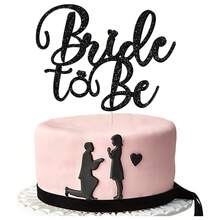 1pc "Bride To Be" Cake Topper, Wedding Bridal Shower Bachelorette Party Cake Decoration Accessory - Multicolor - View 6