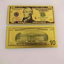 Creative PVC Dollar Gold Foil Crafts Collection Decoration Gift 1 Piece Props Commemorative Banknote 1 Piece Handmade, Creative Interlocking Toys, Toys For Adults And Teenagers, Needlework, Blue Blind Box Classroom Kpop Stickers
