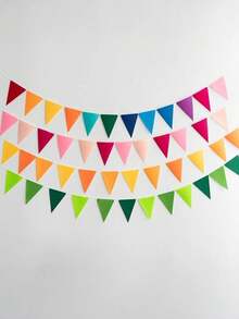 1set Bright Rainbow Flag Banner Garland, Playful Design Multi-Color Felt Flag, Perfect For Birthday Parties, Weddings, Graduations, Homecoming, Celebrations, Rainbow Party Decorations, Room Decor, Home Decor - Multicolor - View 7