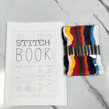 1 set Livre de broderie pour adulte + kit de couture à point de croix - Guide de points de broderie à thème fantaisie, avec instructions étape par étape, fils multicolores sur page de tissu, polyvalent pour journaux de couture DIY et référence d'artisanat, fournitures de broderie, conception créative, reliure durable