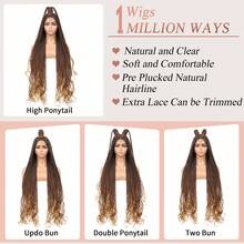 36-Inch Super Long Curly Braided Wig, Lace Front Woven Synthetic Wig With Baby Hair, Lace Box Braid Wig For Daily Wear - Multicolor - View 6