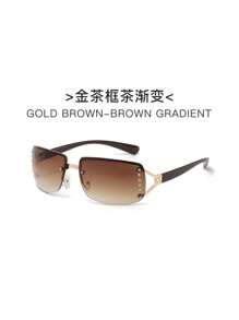 1 pièce Lunettes mode rétro et douces, essentielles pour une tenue de tous les jours dans un style preppy pour la rentrée scolaire avec une forme enveloppante et une décoration de strass