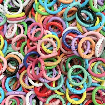 10/20/30/50pcs Colorful Zinc Alloy O-Ring Springs, 25mm Easy Open Snap Keychain, Suitable For DIY Jewelry And Crafts, Minimalist Hollow Design, Great For Dog Leash Connectors And More, Multi-Color, Pendant Connectors For Jewelry Making