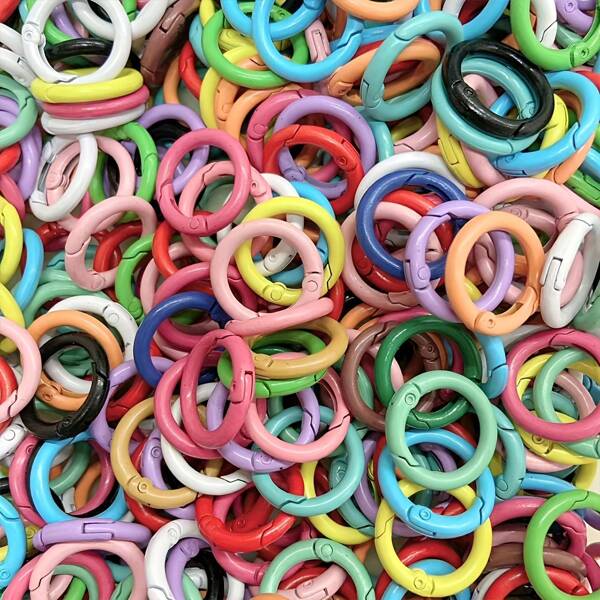 10/20/30/50pcs Colorful Zinc Alloy O-Ring Springs, 25mm Easy Open Snap Keychain, Suitable For DIY Jewelry And Crafts, Minimalist Hollow Design, Great For Dog Leash Connectors And More, Multi-Color, Pendant Connectors For Jewelry Making