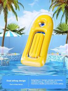 1 件充气浮床，加厚 PVC 材质带手柄，经典黄色/粉色/蓝色简约字母设计充气泳池浮床，适用于户外泳池、沙滩、水上派对、浮垫、浮筏