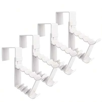 Ganchos de porta WALLFID, pacote com 4 ganchos para pendurar na porta, plástico ABS de alta resistência, design de gancho duplo, organizadores para sala de estar, banheiro, quarto, pendurar roupas, toalhas, chapéus, casacos, bolsas (preto)