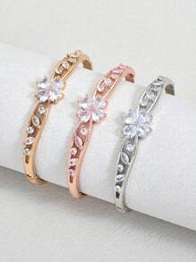Luxurious High Quality Shinny Bling Bling Zirconia Flower With Irregular Leaf Girl Bracelet For Party Gift