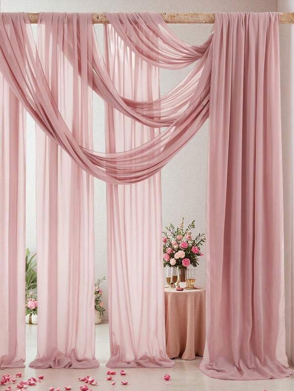 1/2pcs 75*600cm White Pink Wedding Arch Draping Fabric, Wedding Arch Fabric Drapery Ceiling Drapes For Wedding Ceremony Reception Swag Decoration Best Gifts, Engagement Backdrop Decoration, Wedding Table And Chair Decoration, Fabric Decor, Wedding Decorations, Birthday Holiday Party Decor, Wedding Party Room Wall Decoration Supplies, Graduation Birthday Decorations