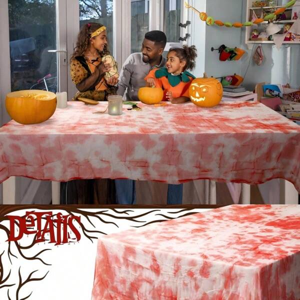 Halloween Horror Decoration Blood-Stained Gauze Tablecloth, Haunted House Atmosphere Decoration Props For Mystery Party And Horror Scenes