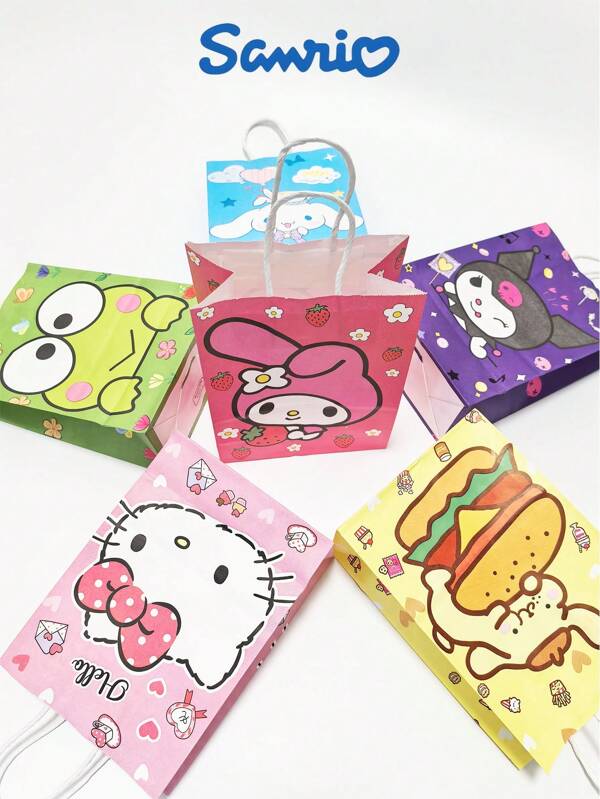 Sanrio 6pcs/ Set Sanrio Cartoon Kraft Paper Tote Bag Hello Kitty Color Printed Shopping Bag My Melody Storage Bag Kuromi Multi-Purpose File Bag Cinnamoroll Party Prize Gift Bag PomPomPurin Gift Gift Accessories. Multi-Purpose File Bag Cinnamoroll Party Prize Gift Bag Pompompurin Gift Gift Accessories
