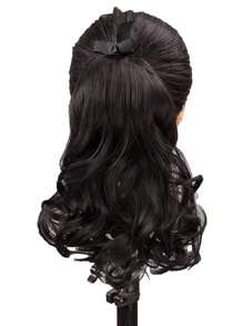 Pinzas para cola de caballo con lazo, peluca artificial y peine para cabello ondulado para el Día de San Valentín, extensiones de cabello rizado para niños