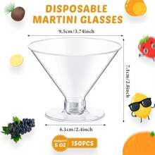 24 Pcs 5 Oz Plastic Martini Glasses Disposable Clear Cocktail Dessert Parfait Glasses Unbreakable Mini Martini Cups For Wedding Party Bowl Wine Ice Cream (Stemless), Christmas Party Supplies, Family Dinner - 12 - 查看 9