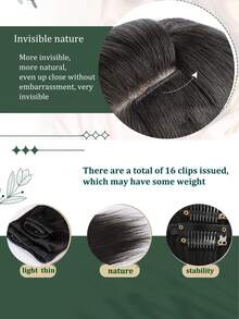 7片/套 18-32英寸夹式合成假发片，浓密自然黑色发片 - 深棕色 - 查看 7