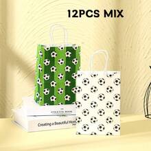 6/10/12/24 chiếc Túi quà tặng giấy tiệc theo chủ đề bóng đá 21*15*8cm, Túi xách có quai xách bằng giấy Kraft đựng kẹo, quà tặng, bao bì tiệc thể thao - Nhiều màu - Xem 14