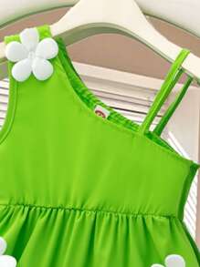 Rochie de vară, fără mâneci, fără mâneci, cu imprimeu floral, pentru copii mici