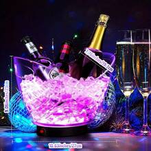 2pcs LED Ice Bucket,Large Capacity Clear Plastic Ice Bucket For Champagne Ice Beer Party Bar Club, Party Packs - 2pcs - View 3