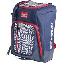 Rawlings CHAOS Backpack Bag Series TBall Youth Baseball Fastpitch Softball Multiple Colors - Red/White/Blue - View 3