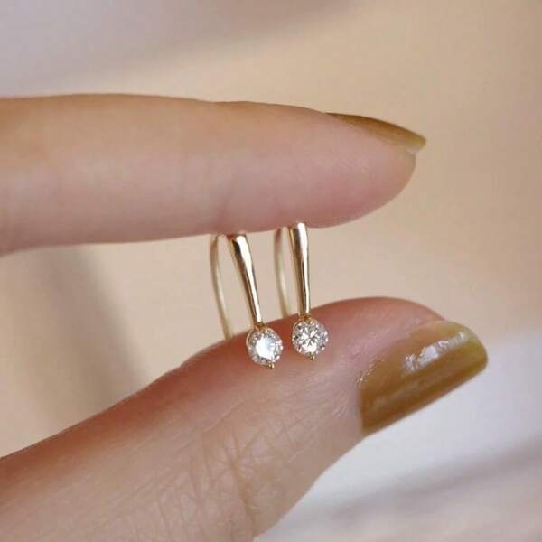 1 Pair Elegant S925 Sterling Silver Teardrop Cubic Zirconia Earrings, Suitable For Women's Daily Wear