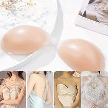 女士无肩带、粘合、硅胶文胸花瓣、性感聚拢露背文胸，适合连衣裙、内衣、泳衣、婚纱、小罩杯、透气、隐形乳贴、胸垫 - 米色 - 查看 8