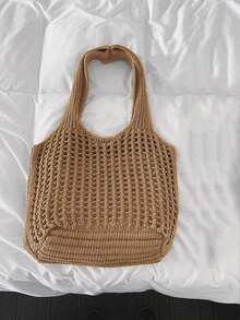 Yogodlns 轻便休闲镂空编织购物手提袋，大容量手提包，适合旅行、户外活动和上学。多功能厨房收纳网袋，适合海滩度假或轻松携带，母亲节礼物，夏季度假包，海滩必备，完美搭配女士海滩配饰，最热门的女士海滩包，海滩必需品，海滩用品，海滩装备和夏季必备品，最新款度假包