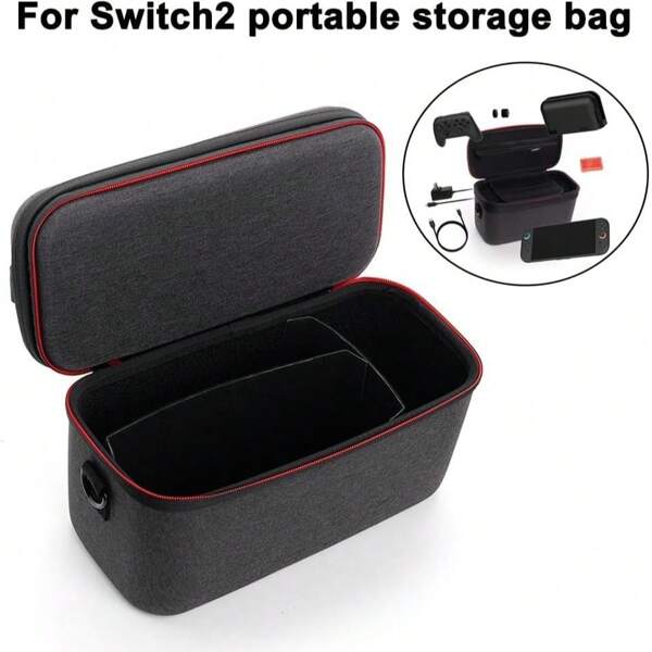 YIYI Case For Switch 2 Case Nin-Tendo Switch & OLED - Portable Full Protection Carrying Travel Bag With 24 Game Cards Storage, Controller And Other Accessories, EVA Shell Waterproof Large Capacity Storage Box 1pc - Black ﻿