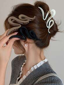 3 件/1 件 12 厘米/4.72 英寸波浪棕色、黑色、白色大号哑光塑料发夹，简约风格，时尚优雅发夹适合日常佩戴、海滩、淋浴、化妆、服装配饰时尚发饰优雅发夹秋冬度假装女士