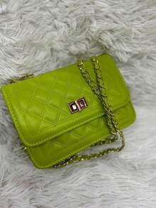 Women's Shoulder Bag Embroidery Line Versatile Crossbody Bag - 青檸色 - 查看 3