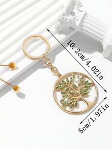 1pc Fashion European Style Hollow Circular Tree Of Life Shaped Keychain Decoration, Embellished With Rhinestones, Suitable For Women Car Keys And Bags Car Accessories Bag Charm Backpack For School Cute Goth Y2k Halloween Accessories Teachers Day Christmas Gift Ideas Bag Lanyards With Id Holder Car Accessories Bag Charms - Multicolor - View 5