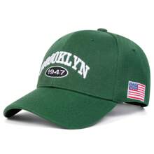 1 Stück Herren BROOKLYN 1947 Buchstaben & amerikanische Flagge Stickerei Baseball Kappe, Straßenmode Lässig Hut für Frühling/Herbst Outdoor, Reise, Strand