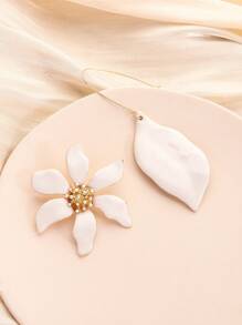 Brincos de flores assimétricos ZAA, ganchos de orelha de liga de óleo com gotas assimétricas e elegantes, brincos, brincos personalizados de flores frescas de verão