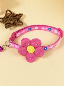 1/3pcs Cute Flower Bells Pet Collar With Leash Clasp, Adjustable Collar For Decorating Pet Cats And Dogs
