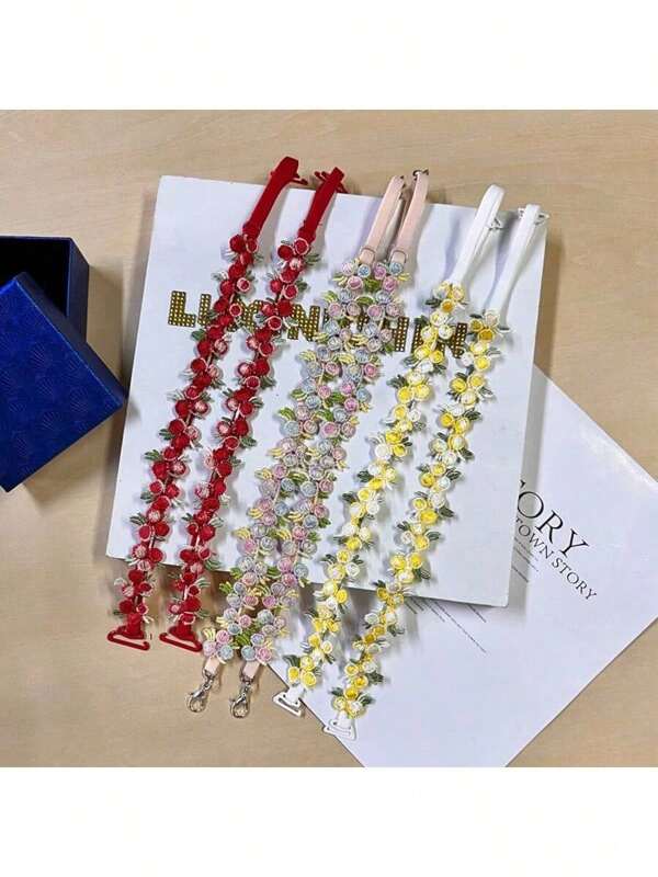 1 Paar Blumen BH-Träger, abnehmbare dekorative Blumen Spitze Träger für trägerloses Kleid BH, Blumen Spitze Schultergurte für Frauen