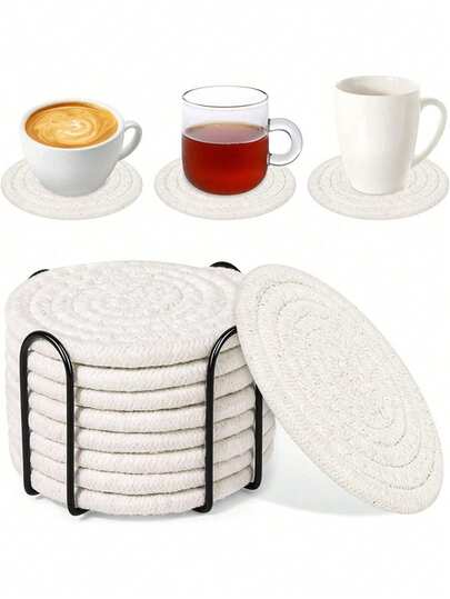 8 stycken absorberande drinkunderlägg + förvaringsställ, vävda soffbordsunderlägg, värmebeständiga köksbordsunderlägg och tjocka isoleringsunderlägg