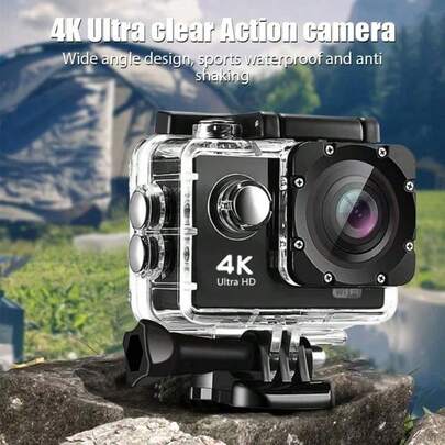 1pc 1080P HD Action Camera With Fisheye Lens, 140° Wide Angle, 2.0inch LCD Display, Digital Image Stabilization, Auto Exposure, Rechargeable Battery/USB Power, SD Card Slot, MP4 File Format For Outdoor Sports Recording