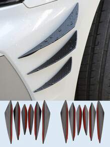 6Pcs Universal Carbon Fiber Car Fan Blades – Scratch Resistant Rubber Bumper Trim, Strong Adhesive Backing, No Paint Damage, Heat Waterproof Resistant, Front Shock Absorber Lip Diffuser Splitter Body Spoiler Decoration, Car Modification Accessories