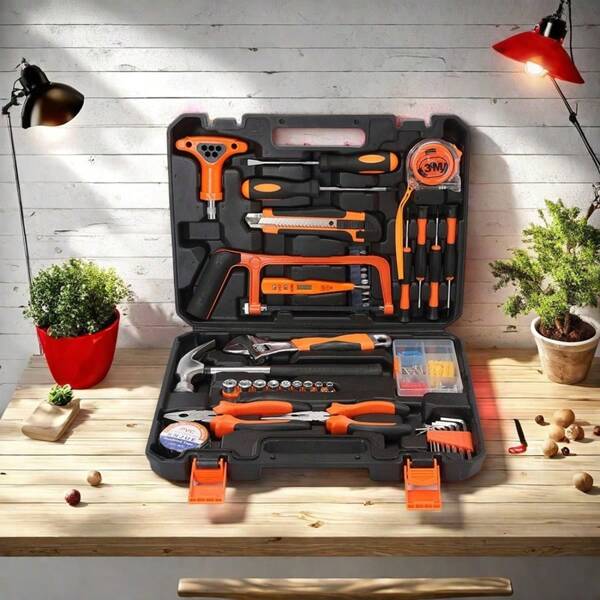 16-Piece/82-Piece Carbon Steel High-Quality Car Repair Home Hardware Tool Kit, Multifunctional Repair, Kitchen Appliance, Car, Bicycle And Motorcycle Repair-Can Be Outdoor Compact Portable Repair Tool Box Suitable For Fathers, Husbands And Holiday Gifts