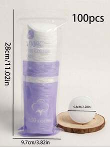 100/200pcs Round Cotton Pads, Double-Sided, Low Allergenicity, Suitable For Face And Eye Makeup Removal And Cleansing - Multicolor - View 3