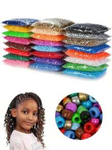 100pcs/Pack Cute Multicolor Messy Braid Beads For Girls, Hip-Hop Streetwear Style, Suitable For Graduation Ceremony