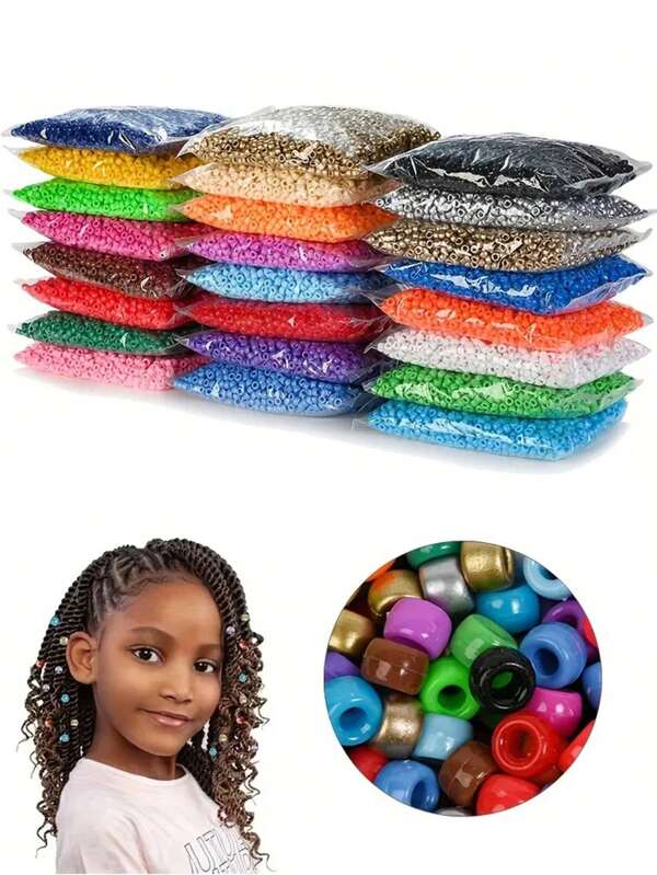 100pcs/Pack Cute Multicolor Messy Braid Beads For Girls, Hip-Hop Streetwear Style, Suitable For Graduation Ceremony
