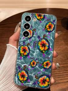 1 pieza Funda de teléfono con diseño de tortuga del océano azul compatible con iPhone, Honor, Redmi, Galaxy A04e/12/A13/A14/A34/A50/A52/A53/A54/S21/S22/S23/S24/S25/S25Ultra, 6A/7A/8A, 12T/13T