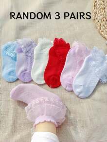 1 Pair Girls' Double-Layer Lace Trim Soft Breathable Cute Princess Style Socks, Back To School Gift - Purple - View 13