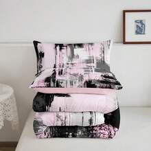 Pink Grey Abstract Duvet Quilt Full Size Geometric Bedding Set For Kids Boys Girls Decor Modern Comforter Set Breathable Soft Lightweight Microfiber Buffalo Check Bedroom Decor Bedclothes - 灰色 - 查看 8