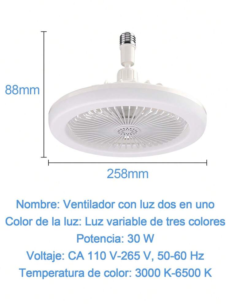 25.8CM Ventilador de techo de anillo LED,Luz del ventilador de techo,Con mando a distancia y aromaterapia,3000K-6500K/luminosidad regulable,Tres velocidades del viento,30W,3000Lm - Multicolor - Añade 2